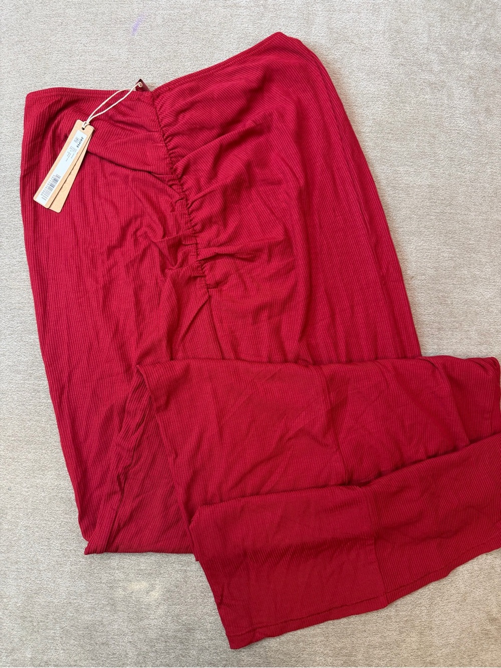 SKIMS Women’s Maxi Ribbed Skirt in Brick Red